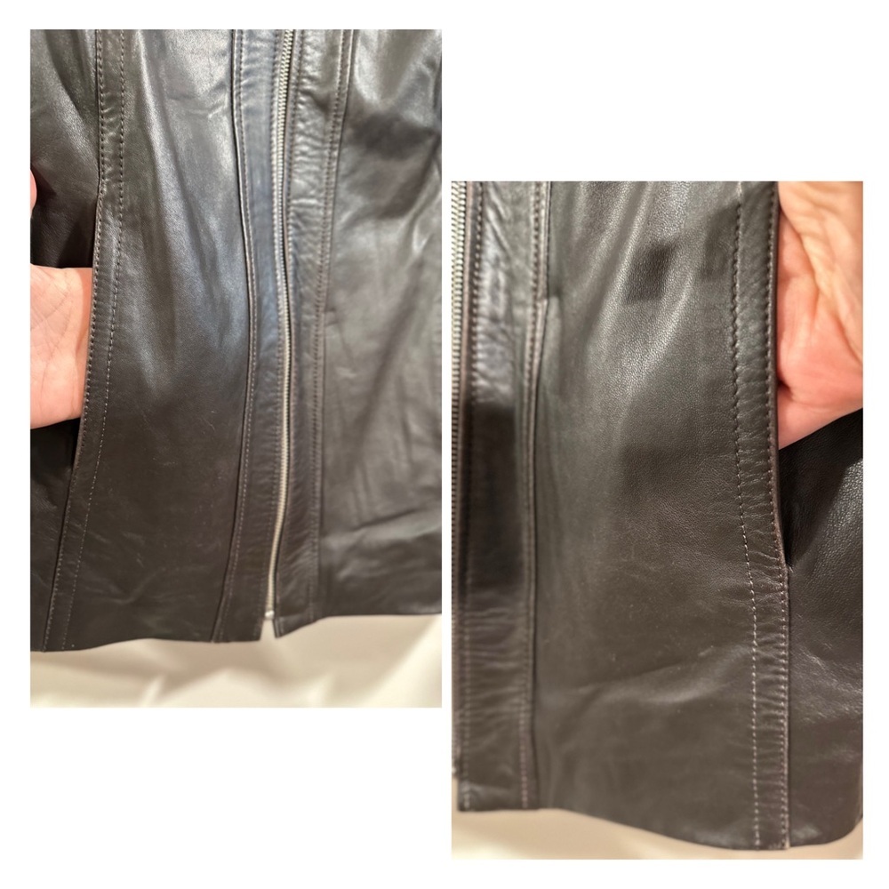COACH Vintage DarkBrown Soft Leather Zip Jacket 2 Pockets Signature C Lining EUC - Picture 5 of 16